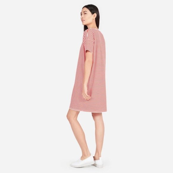 Everlane The Cotton Striped Tee Dress Red White Size XXS Round Neck Casual Mini - Picture 7 of 9
